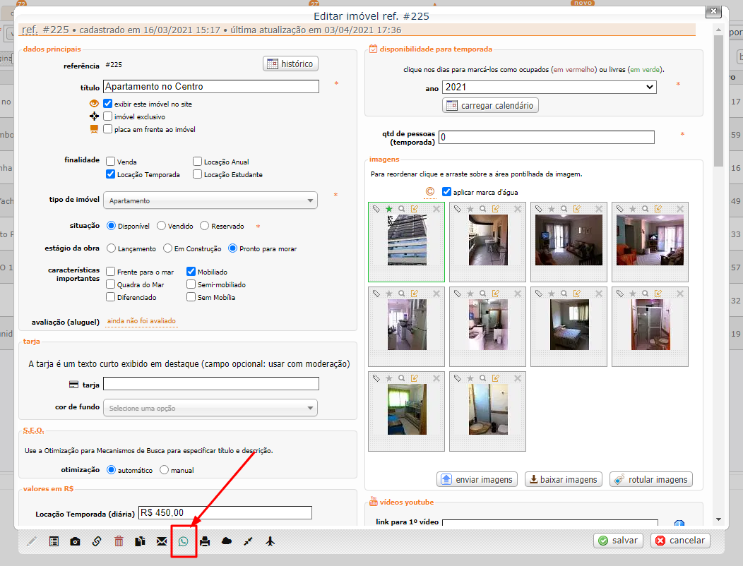 Whatsapp no detalhamento do imóvel